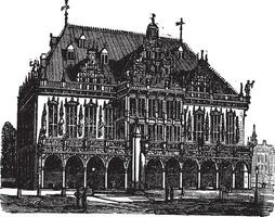 Rat Haus oder Rat Anwesen, Bremen, Deutschland, Jahrgang Gravur. vektor
