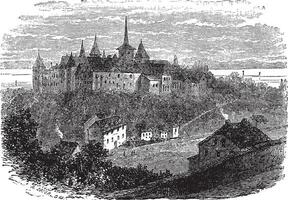 Chateau du Val-Boury im neufchâtel-en-bray, Frankreich, Jahrgang graviert Illustration vektor