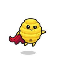 Der süße Bienenstock-Superhelden-Charakter fliegt vektor
