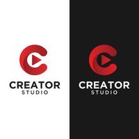 bokstav initial c med spelknapp för designmall för skapare logotyp vektor