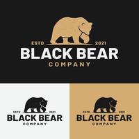 svartbjörn silhuett för jakt utomhus logotyp formgivningsmall vektor
