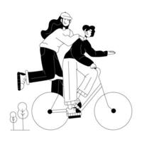 trendig vänner cykling vektor