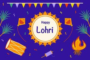 Lycklig lohri festival av Indien hälsning kort mall. vektor illustration