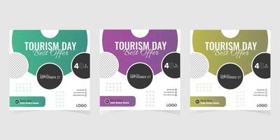 einfach und sauber Welt Tourismus Tag Sozial Medien Post Design Vorlage vektor