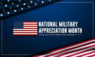 glücklich National Militär- Anerkennung Monat Hintergrund Vektor Illustration