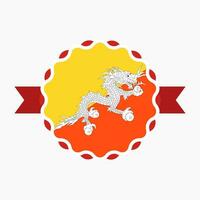 kreativ bhutan flagga emblem bricka vektor