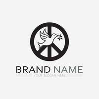 Frieden Logo und Design Vektor Illustration Konzept Design