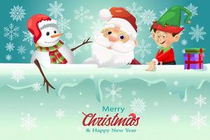 Frohe Weihnachten und ein glückliches neues Jahr Kindergrußkarte vektor