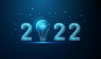 abstrakt glad 2022 nyår gratulationskort med glödlampa vektor