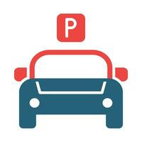 Parkplatz Glyphe zwei Farbe Symbol Design vektor