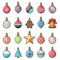 Weihnachten Ball Ornamente Sammlung eben Design vektor