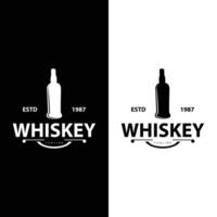 Whiskey Logo Design alt trinken Flasche einfach Stil retro Jahrgang Bar Restaurant Schablone Illustration vektor