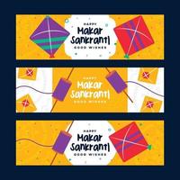 Happy Makar Sankranti Bannerset vektor