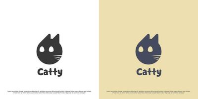 süß Katze Logo Design Illustration. Silhouette von süß Baby Haustier Katze im Kreis gestalten Karikatur. minimalistisch kreativ abstrakt Charakter einfach eben Symbol Konzept. vektor