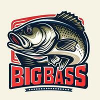 Vektor groß Bass Fisch T-Shirt Design Illustration