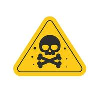 toxisk fara risk tecken eller kemisk fara triangel klistermärke vektor platt tecknad serie illustration, tom skalle i gul bakgrund piktogram som varning eller varning ikon modern design isolerat bild