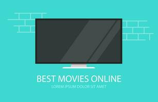 online Video Filme oder Fernseher Kino Vektor eben Karikatur Illustration Fernseher Bildschirm Banner modern Design Bild