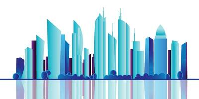 färgrik stadsbild, byggnad perspektiv, modern byggnad i de stad horisont, företag Centrum vektor