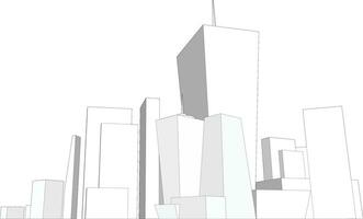 stadsbild, byggnad perspektiv, modern byggnad i de stad horisont, företag Centrum vektor