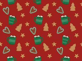 Weihnachten Muster mit Tassen und Lebkuchen vektor