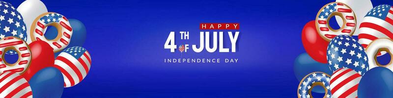 4 .. von Juli Banner horizontal. amerikanisch Unabhängigkeit Tag. Dienstplan oder Senden ein Brief von Herzliche Glückwünsche vektor