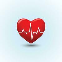 3d röd hjärta med vit puls linje. hjärtslag eller kardiogram för friska vård, puls slå mäta, hjärt- bistånd, medicinsk sjukvård 3d begrepp. 3d medicinsk hälsa vektor ikon framställa illustration