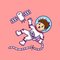 söt astronaut flytande tecknad serie vektor ikoner illustration. platt tecknad serie begrepp. lämplig för några kreativ projekt.