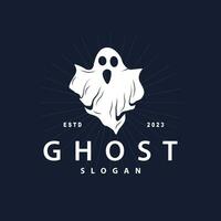 läskigt flyga spöke logotyp enkel minimalistisk årgång skrämmande halloween design vektor