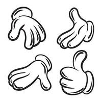 tecknad serie hand handskar gest vektor uppsättning illustration