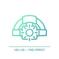 2d Pixel perfekt Gradient Scheinwerfer Symbol, isoliert Vektor, Grün Wandern Ausrüstung dünn Linie Illustration. vektor