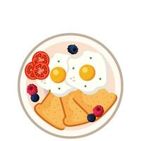 illustration av en tallrik av frukost meny vektor