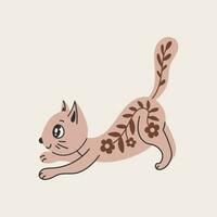 süß Kätzchen mit Blumen- Ornament vektor