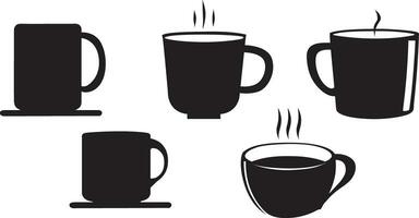 Kaffee Tassen Satz. einstellen von Kaffee Becher Silhouetten. Kaffee Becher Vektor Abbildungen Satz.