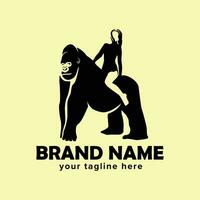 gorilla och kvinna logotyp mall, gorilla och kvinna logotyp element, gorilla och kvinna vektor illustration