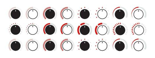 Einstellung wählen Symbole Satz. Steuerung Knopf oder runden wählen Regler. Vektor skalierbar Grafik