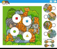match de bitar pedagogisk spel med tecknad serie katter vektor