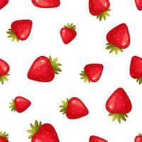 jordgubb mönster, röd sömlös jordgubbe, jordgubb vit bakgrund, jordgubb tapet kärlek kort, vektor illustration. textur för tyg, omslag, tapet.