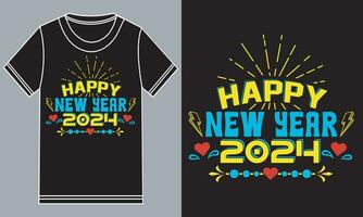 Lycklig ny år 2024 t-shirt design vektor