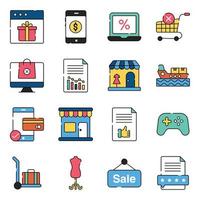 Packung Shopping Flat Icons vektor