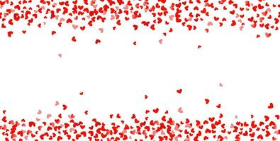 mönster av slumpmässig faller hjärtan konfetti. gräns design element för festlig baner, hälsning kort, bröllop inbjudan, valentines dag. vektor illustration.