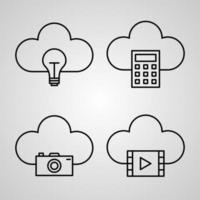 einfacher Icon-Set von Cloud-Computing-bezogenen Liniensymbolen vektor