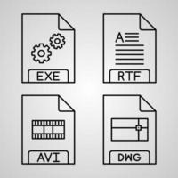 uppsättning tunn linje platt design ikoner av filformat vektor