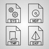 Sammlung von Dateiformatsymbolen im Umrissstil vektor