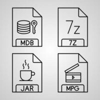 uppsättning filformat ikoner vektor illustration isolerad på vit bakgrund