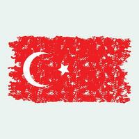 Kalkon flagga grunge textur isolerat. Kalkon nationell flagga, nation Land flagga vittrad, frihet turkiska, patriotisk symbol, vektor illustration