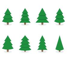 Grün Weihnachten Baum einstellen isoliert auf Weiß. Vektor Baum Weihnachten Grün, traditionell Symbol zu Neu Jahr Illustration