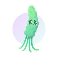 vektor illustration av en helicobacter pylori bakterie i tecknad serie stil.