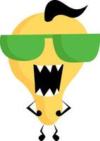 gelb gefärbt Karikatur Monster- mit Grün Sonnenbrille Vektor oder Farbe Illustration