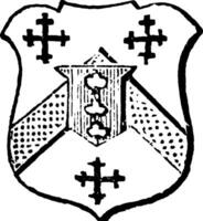 Wappen von vorgeben sind zwischen drei Kreuzchen Zobel, Jahrgang Gravur. vektor