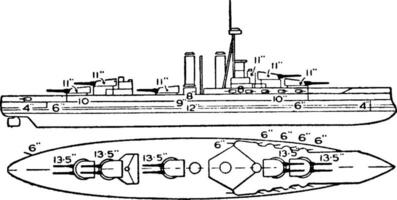 Eisen Herzog Klasse britisch Schlachtschiff, Jahrgang Illustration. vektor